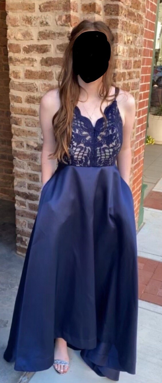 Navy Blue Women’s Prom Dress, Hi-Lo, Size 5